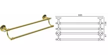 Полотенцедержатель двойной «Art&Max» Antic Crystal AM-2648SJ-Do на стену золото Полотенцедержатель двойной «Art&Max» Antic Crystal AM-2648SJ-Do на стену золото