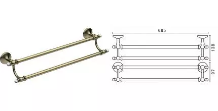 Полотенцедержатель двойной «Art&Max» Antic Crystal AM-2648SJ-Br на стену бронза Полотенцедержатель двойной «Art&Max» Antic Crystal AM-2648SJ-Br на стену бронза