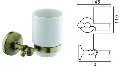 Стакан для зубных щёток «Art&Max» Antic AM-E-2668Q на стену бронза/белый