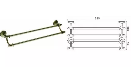Полотенцедержатель двойной «Art&Max» Antic AM-E-2648Q на стену бронза