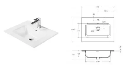 Раковина «Belbagno» BB600ETL 61/46 фаянсовая белая