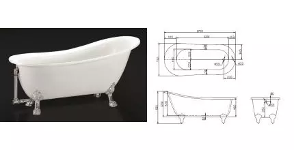 Ванна акриловая «Belbagno» BB06 170/76 без опор без сифона белая Ванна акриловая «Belbagno» BB06 170/76 без опор без сифона белая