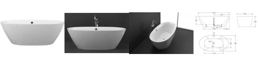 Ванна акриловая «Belbagno» BB68 180/90 с ножками с сифоном белая