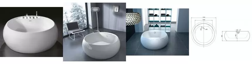 Ванна акриловая «Belbagno» BB30 155/155 с ножками без сифона белая