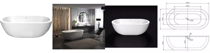 Ванна акриловая «Belbagno» BB13 180/86 с ножками без сифона белая