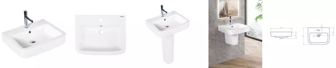 Раковина «Belbagno» Albano 56/43 BB120L фарфоровая белая Раковина «Belbagno» Albano 56/43 BB120L фарфоровая белая