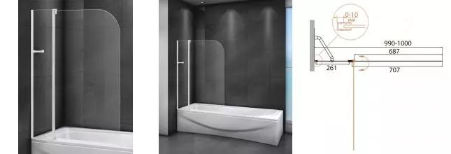 Шторка на ванну стеклянная «Cezares» RELAX-V-11-100/140-C-Bi прозрачная универсальная Шторка на ванну стеклянная «Cezares» RELAX-V-11-100/140-C-Bi прозрачная универсальная
