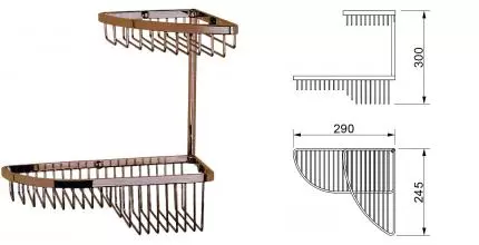 Угловая полка в ванну «Art&Max» AM-G-2822-Br на стену бронза