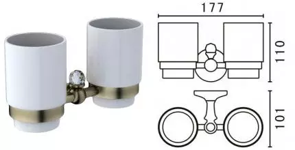 Двойной стакан для зубных щёток «Art&Max» Antic Crystal AM-E-2688SJ-Br на стену бронза/белый Двойной стакан для зубных щёток «Art&Max» Antic Crystal AM-E-2688SJ-Br на стену бронза/белый