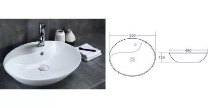 Раковина «Belbagno» 55/45 BB1370 фаянсовая белая Раковина «Belbagno» 55/45 BB1370 фаянсовая белая
