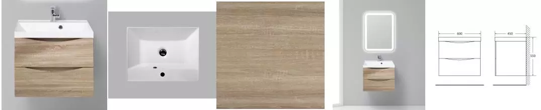 Тумба с раковиной «Belbagno» Marino 60 (BB600/450-LV-MR-AST) подвесная Rovere Bianco Тумба с раковиной «Belbagno» Marino 60 (BB600/450-LV-MR-AST) подвесная Rovere Bianco