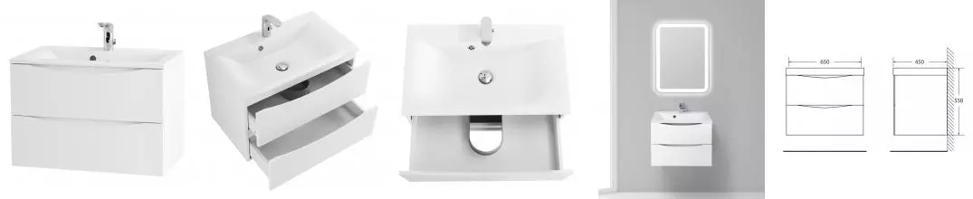 Тумба с раковиной «Belbagno» Marino 65 (BB650/450-LV-MR-PR) подвесная Bianco Lucido Тумба с раковиной «Belbagno» Marino 65 (BB650/450-LV-MR-PR) подвесная Bianco Lucido