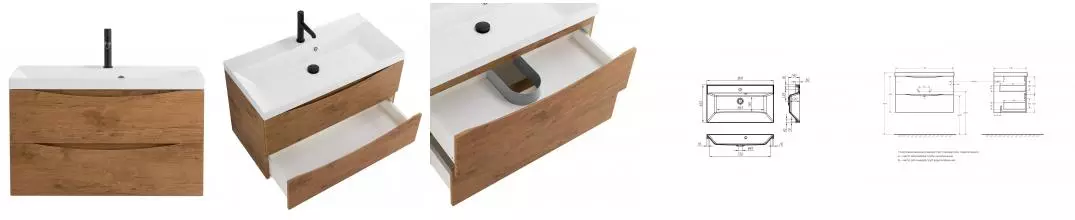 Тумба с раковиной «Belbagno» Marino 80 (BB800/450-LV-MR-AST) подвесная Rovere Nature