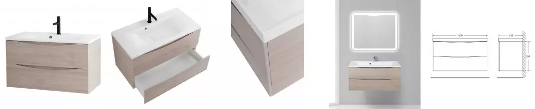 Тумба с раковиной «Belbagno» Marino 100 (BB1000/445-LV-MR-PR) подвесная Rovere Grigio