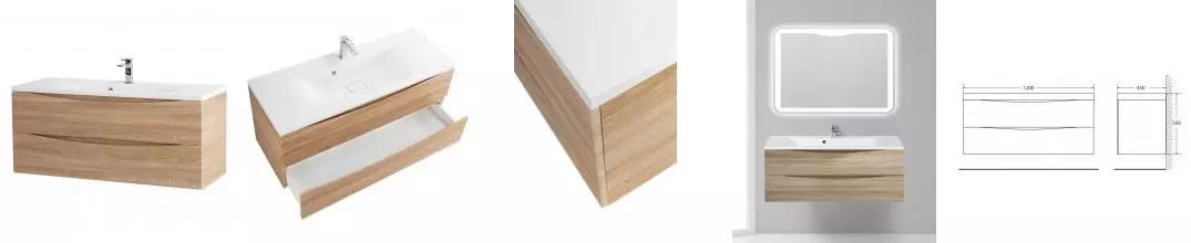 Тумба с раковиной «Belbagno» Marino 120 (BB1200/450-LV-MR-PR) подвесная Rovere Bianco Тумба с раковиной «Belbagno» Marino 120 (BB1200/450-LV-MR-PR) подвесная Rovere Bianco
