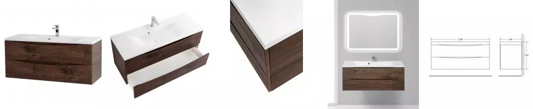 Тумба с раковиной «Belbagno» Marino 120 (BB1200/450-LV-MR-PR) подвесная Rovere Moro Тумба с раковиной «Belbagno» Marino 120 (BB1200/450-LV-MR-PR) подвесная Rovere Moro