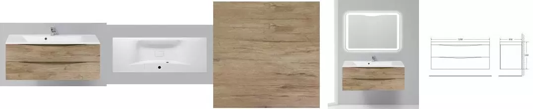 Тумба с раковиной «Belbagno» Marino 120 (BB1200/450-LV-MR-PR) подвесная Rovere Nature Тумба с раковиной «Belbagno» Marino 120 (BB1200/450-LV-MR-PR) подвесная Rovere Nature