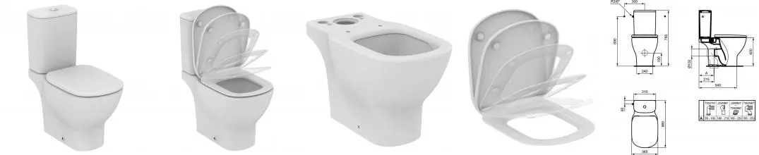 Унитаз компакт безободковый «Ideal Standard» Tesi AquaBlade T008701/T356801 (T352901) белый с сиденьем дюропласт с микролифтом белое Унитаз компакт безободковый «Ideal Standard» Tesi AquaBlade T008701/T356801 (T352901) белый с сиденьем дюропласт с микролифтом белое