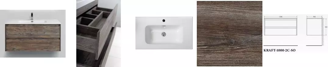 Тумба с раковиной «Belbagno» Kraft 100 (BB1000ETL) подвесная Pino Pasadena Тумба с раковиной «Belbagno» Kraft 100 (BB1000ETL) подвесная Pino Pasadena