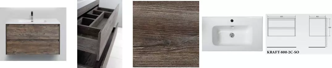 Тумба с раковиной «Belbagno» Kraft 80 (BB800ETL) подвесная Pino Pasadena Тумба с раковиной «Belbagno» Kraft 80 (BB800ETL) подвесная Pino Pasadena