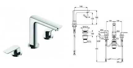 Смеситель для раковины «Kludi» Ameo 413930575 с донным клапаном хром