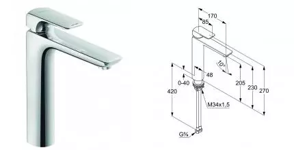 Смеситель для раковины «Kludi» Ameo 412960575 хром