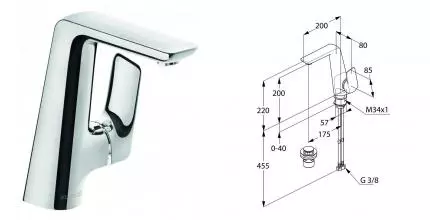 Смеситель для раковины «Kludi» Ameo 410250575 с донным клапаном хром