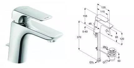 Смеситель для раковины «Kludi» Ameo 410230575 с донным клапаном хром