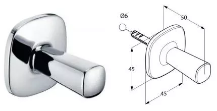 Крючок «Kludi» Ambienta 5398405 на стену хром Крючок «Kludi» Ambienta 5398405 на стену хром