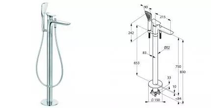 Смеситель для ванны «Kludi» Ambienta 535900575 хром