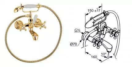 Смеситель для ванны «Kludi» Adlon 514414520 золото