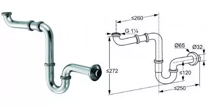 Сифон для раковины «Kludi» Medi Care 1025505-00 хром Сифон для раковины «Kludi» Medi Care 1025505-00 хром