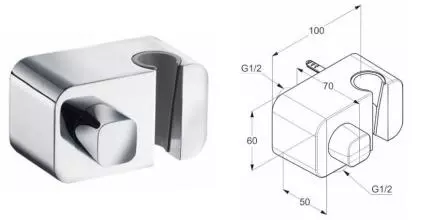 Подключение для душевого шланга «Kludi» A-QA 655620500 с держателем для лейки и запорным вентелем хром Подключение для душевого шланга «Kludi» A-QA 655620500 с держателем для лейки и запорным вентелем хром