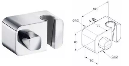 Подключение для душевого шланга «Kludi» A-QA 655610500 с держателем для лейки и регулировкой расхода воды хром