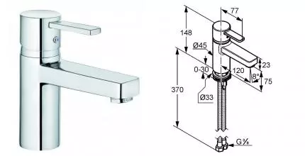 Смеситель для раковины «Kludi» Zenta XL 382620575 хром