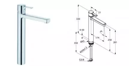 Смеситель для раковины «Kludi» Zenta 382570575 хром