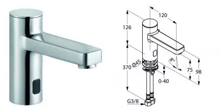 Смеситель для раковины «Kludi» Zenta 3820005 сенсорный хром