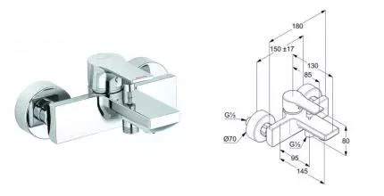 Смеситель для ванны «Kludi» Zenta SL 486700565 хром