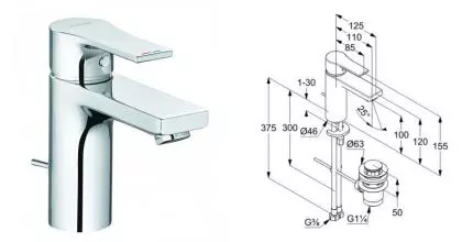 Смеситель для раковины «Kludi» Zenta SL 482900565 с донным клапаном хром