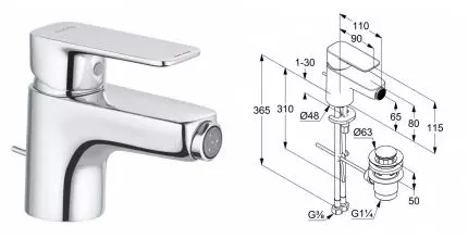 Смеситель для биде «Kludi» Pure&Style 402160575 с донным клапаном хром Смеситель для биде «Kludi» Pure&Style 402160575 с донным клапаном хром