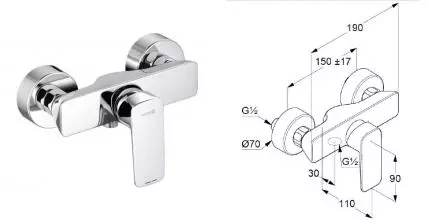 Смеситель для душа «Kludi» Pure&Style 408410575 хром Смеситель для душа «Kludi» Pure&Style 408410575 хром