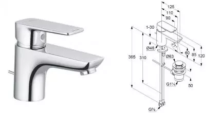 Смеситель для раковины «Kludi» Pure&Style 403850575 с донным клапаном хром Смеситель для раковины «Kludi» Pure&Style 403850575 с донным клапаном хром