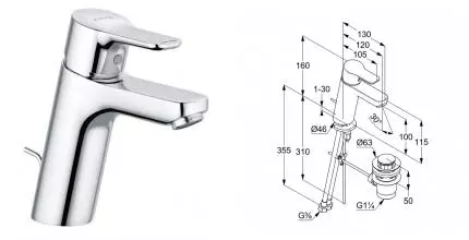 Смеситель для раковины «Kludi» Pure&Easy 371900565 с донным клапаном хром Смеситель для раковины «Kludi» Pure&Easy 371900565 с донным клапаном хром