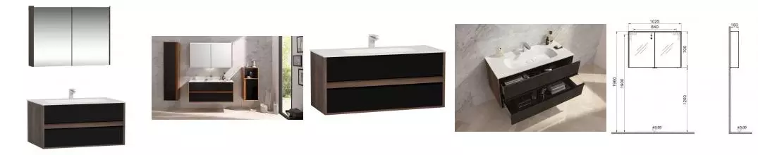 Мебель для ванной подвесная «Vitra» Metropole 100 чёрная/сливовое дерево