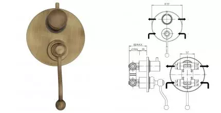 Смеситель для душа «Paini» Duomo 88F36911 старая бронза