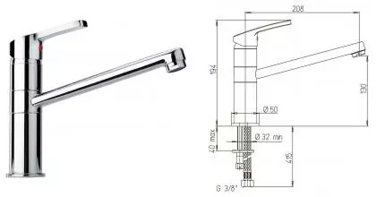 Смеситель для кухонной мойки «Paini» Miura MRCR573GMLMKM хром