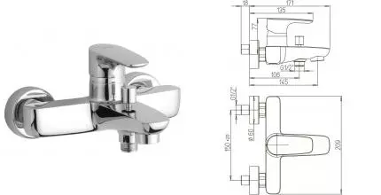 Смеситель для ванны «Paini» Parallel 47CR111LMKM хром