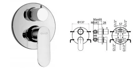 Смеситель для душа «Jacuzzi» Borea 0BO00400JA00 хром