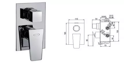 Смеситель для душа «Jacuzzi» Beam 0AM00436JA00 хром