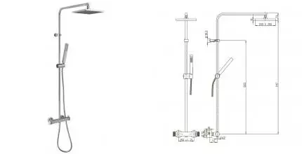 Душевая система «Paini» Fluxio 43CR689TH2L90P1 с термостатом хром